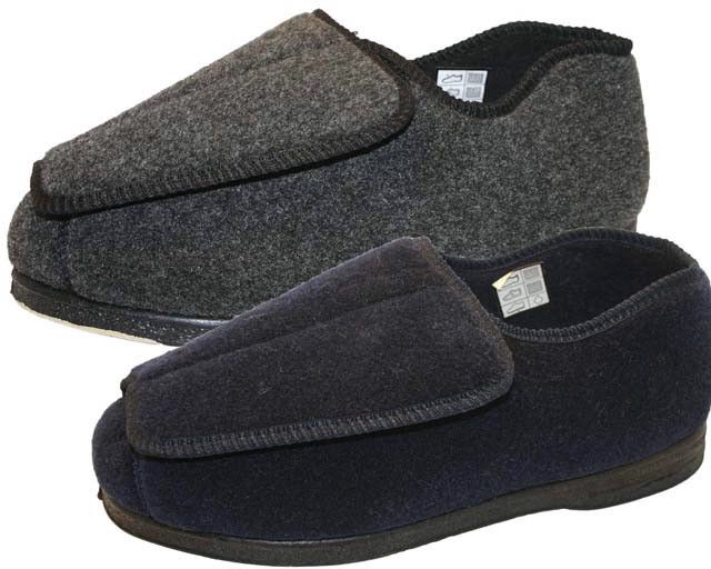 mens wide fitting slippers with velcro