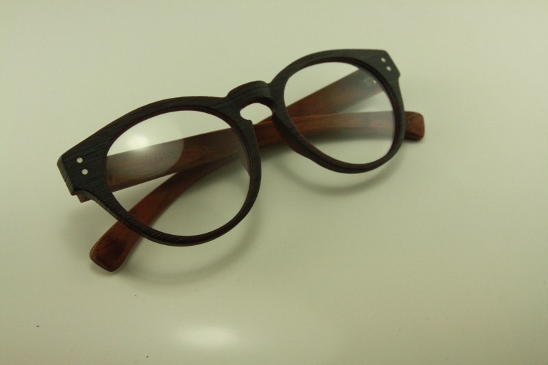 Real wood round shape japanese eyeglass glasses 8329 woody black