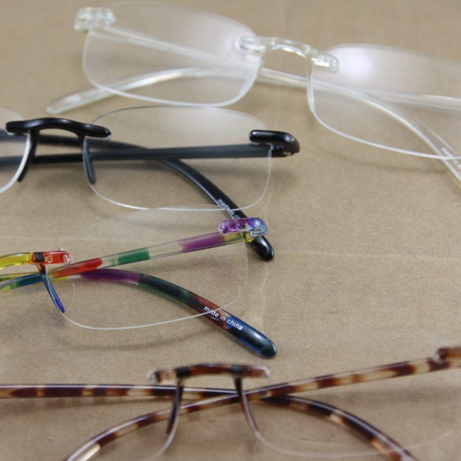 Flexible Super Light Reading Glasses Plastic Frame Rimless Less 8343