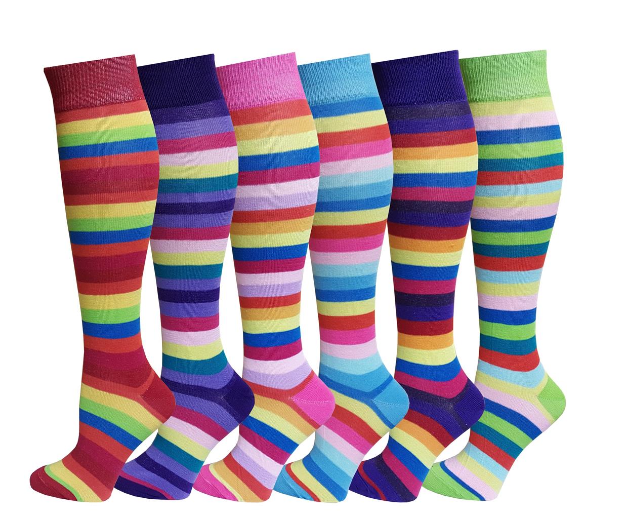 6 Pairs Pack Women Multi Colorful Fancy Design Knee High Socks 911 eBay