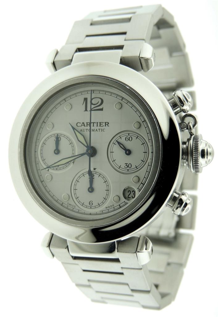 Men Cartier Pasha C Automatic Chronograph Stainless Steel 35mm Date Watch | eBay