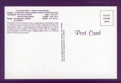 Fuji on Postcard   Fuji Hikoki Mxy 7  Ohka Suicide Bomb  Unused   Bidstart
