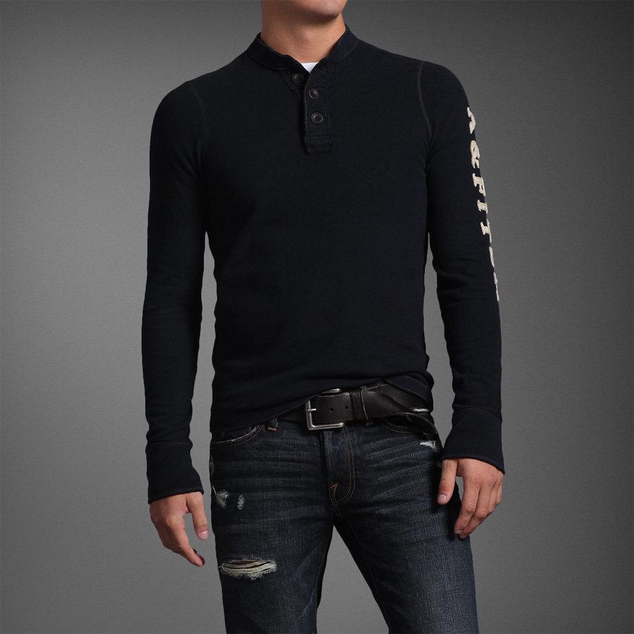 NEW NWT Abercrombie & Fitch Mens Long Sleeve Henley Crews Tees Shirts S