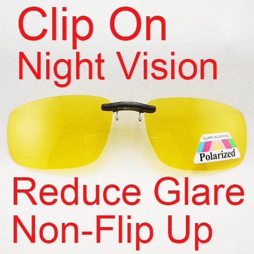 Yellow Lenses Polarized Clip On Night Vision Driving Glasses Bigger