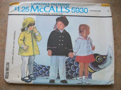 Calls Patterns on Mccalls Pattern 5930 Toddler Coat Jacket Hat Sz 3 Uncut   Ebay