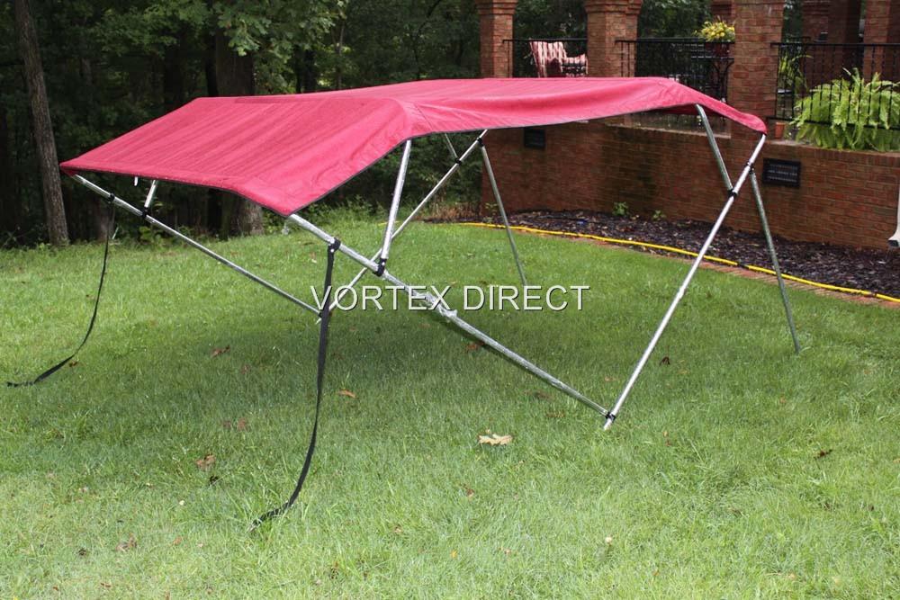 FAST SHIPPING - 1 TO 4 BUSINESS DAY DELIVERY 91-96 WIDE NEW BURGUNDY SQUARE TUBE FRAME VORTEX 4 BOW PONTOON/DECK BOAT BIMINI TOP 12 LONG