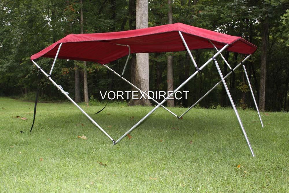 NEW BURGUNDY VORTEX STAINLESS STEEL FRAME BIMINI TOP 12 FT LONG, 91-96' WIDE