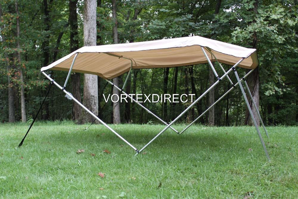 SQUARE TUBE FRAME VORTEX 4 BOW PONTOON/DECK BOAT BIMINI TOP 12' BEIGE 91-96''