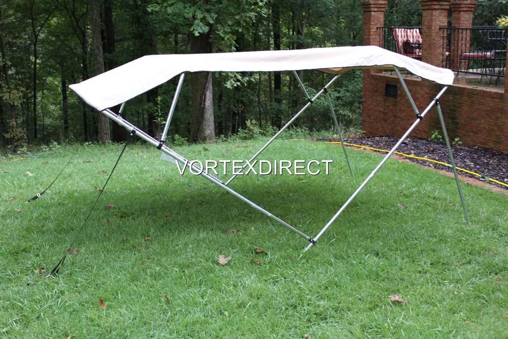 SQUARE TUBE FRAME VORTEX 4 BOW PONTOON/DECK BOAT BIMINI TOP 12' BEIGE 91-96''