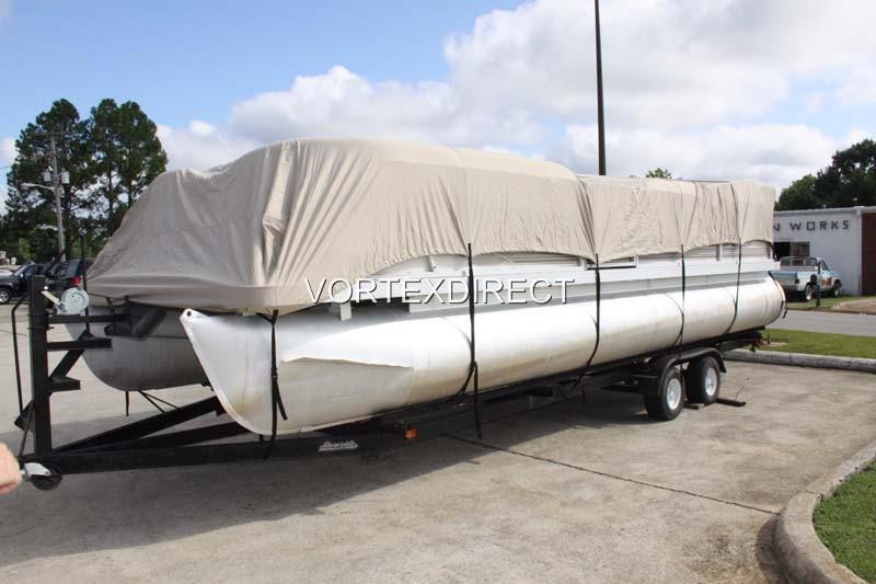 New Vortex Beige/Tan 20 FT Foot Ultra Pontoon Boat Cover w/Elastic Seam + straps