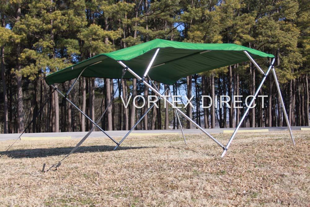 NEW SQUARE TUBE FRAME VORTEX 4 BOW PONTOON/DECK BOAT BIMINI TOP 12' GREEN 91-96'