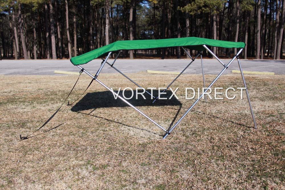 NEW SQUARE TUBE FRAME VORTEX 4 BOW PONTOON/DECK BOAT BIMINI TOP 12' GREEN 91-96'