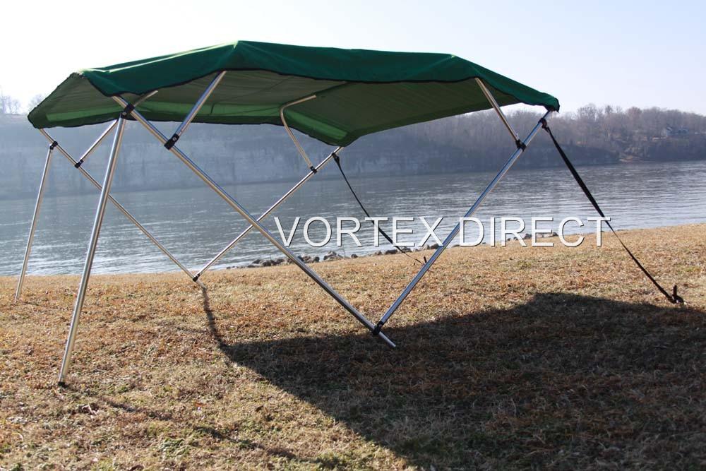 NEW SQUARE TUBE FRAME VORTEX 4 BOW PONTOON/DECK BOAT BIMINI TOP 12' GREEN 91-96'