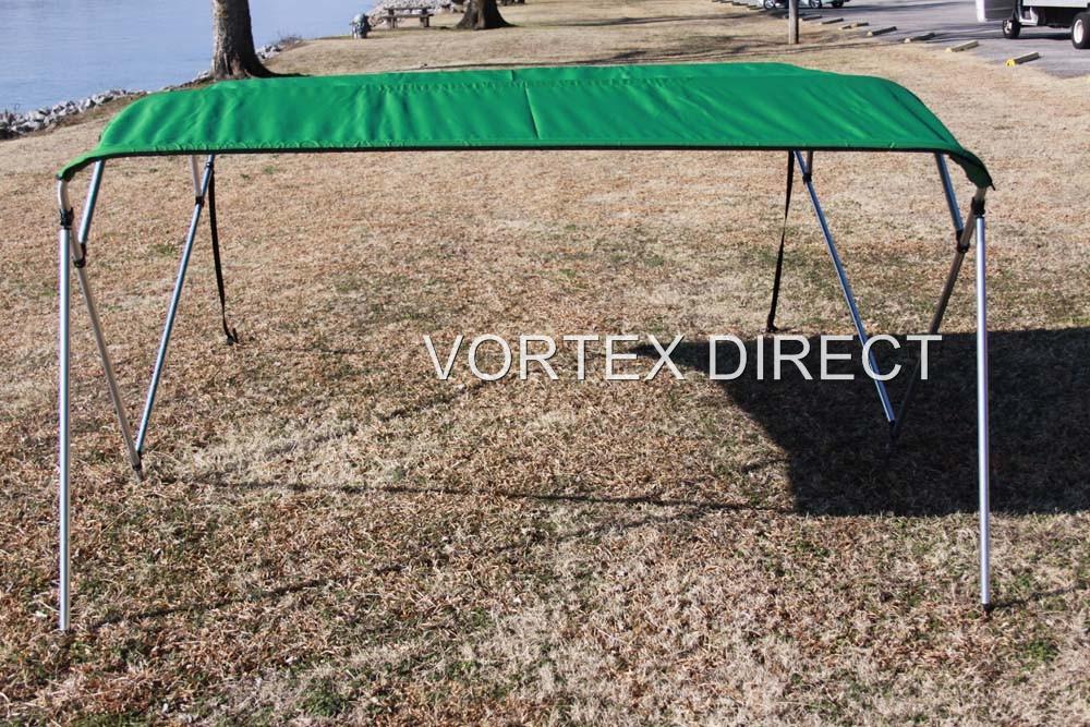 NEW SQUARE TUBE FRAME VORTEX 4 BOW PONTOON/DECK BOAT BIMINI TOP 12' GREEN 91-96'