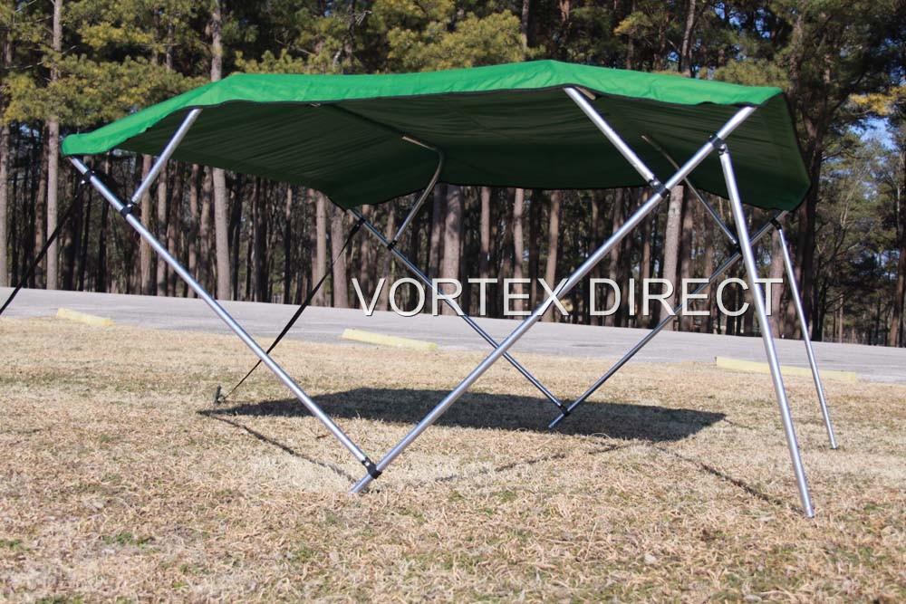 NEW SQUARE TUBE FRAME VORTEX 4 BOW PONTOON/DECK BOAT BIMINI TOP 12' GREEN 91-96'