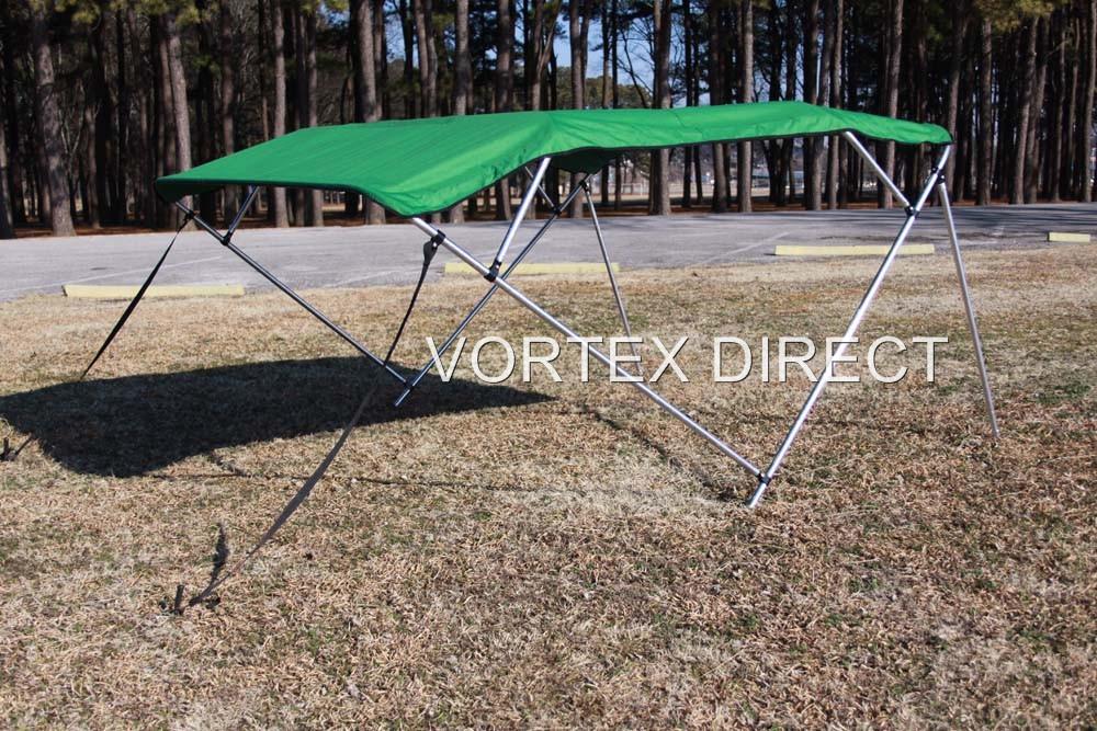 NEW SQUARE TUBE FRAME VORTEX 4 BOW PONTOON/DECK BOAT BIMINI TOP 12' GREEN 91-96'