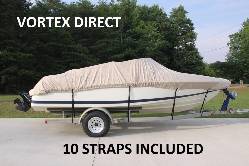 NEW VORTEX HEAVY DUTY FISHING/SKI/RUNABOUT/BOAT COVER 16' - 17 1/2' BEIGE