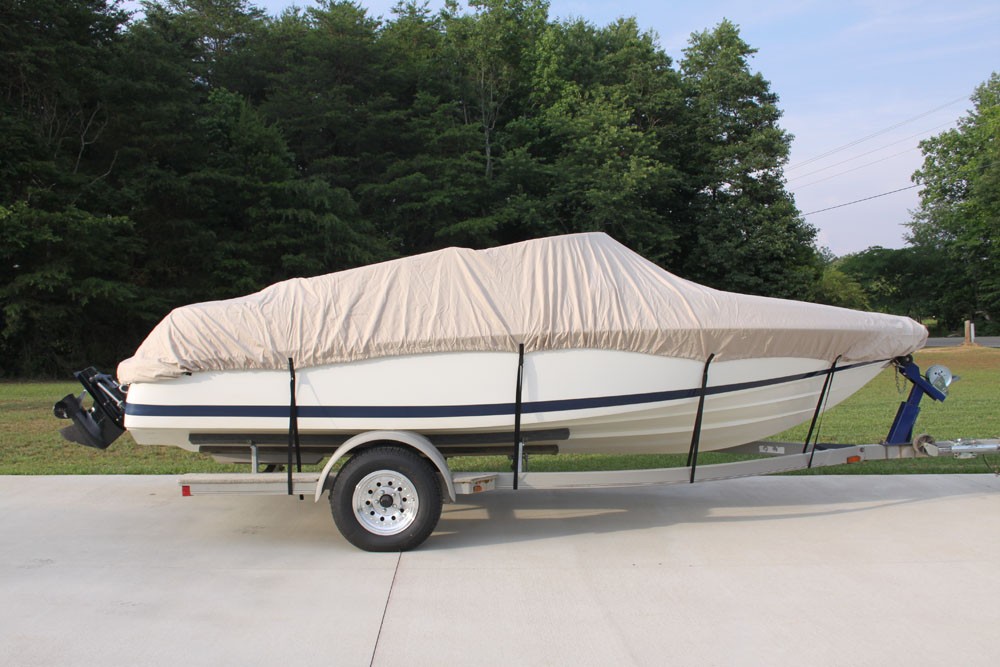 NEW VORTEX HEAVY DUTY FISHING/SKI/RUNABOUT/BOAT COVER 16' - 17 1/2' BEIGE