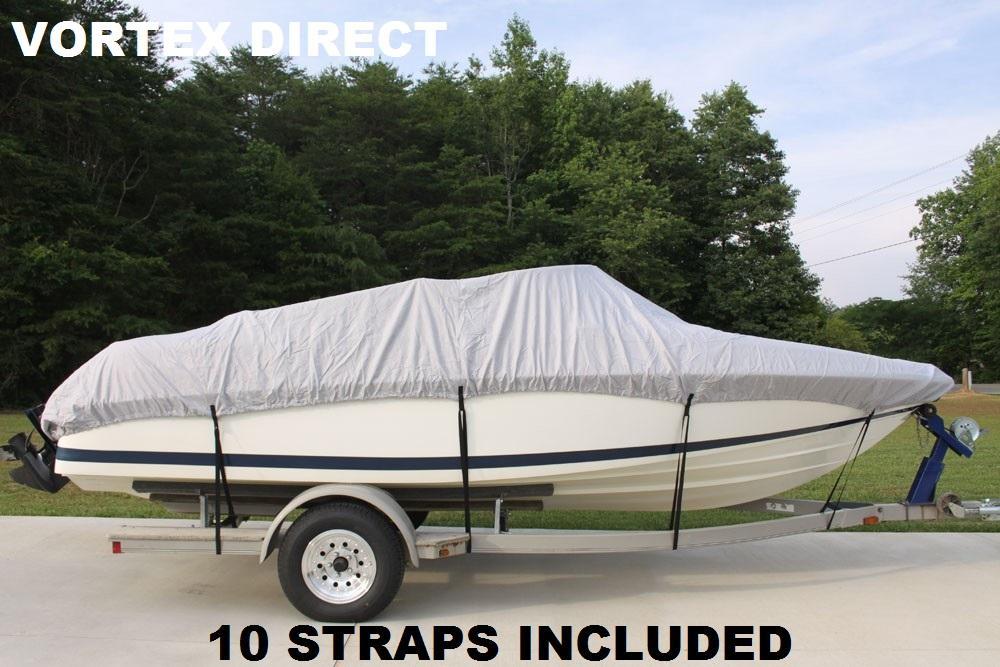 NEW VORTEX HEAVY DUTY FISHING/SKI/RUNABOUT/BOAT COVER 23 - 24 FT / GRAY