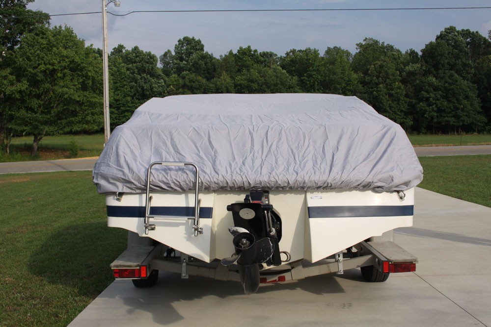 NEW VORTEX HEAVY DUTY FISHING/SKI/RUNABOUT/BOAT COVER 23 - 24 FT / GRAY