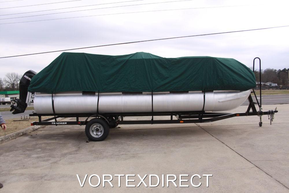 NEW VORTEX GREEN 24 FT  Foot Ultra Pontoon Boat Cover w/Elastic Seam + Tie Downs