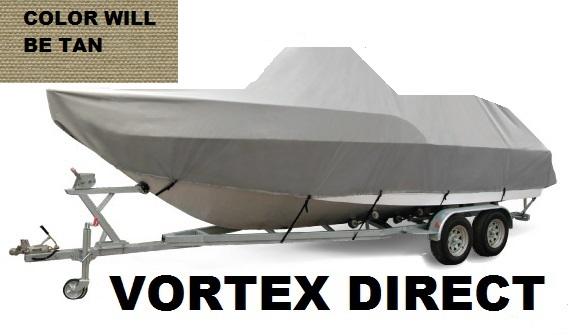 NEW VORTEX TAN/BEIGE 19'6' CENTER CONSOLE BOAT COVER, FOR UP TO 54' TALL CONSOLE