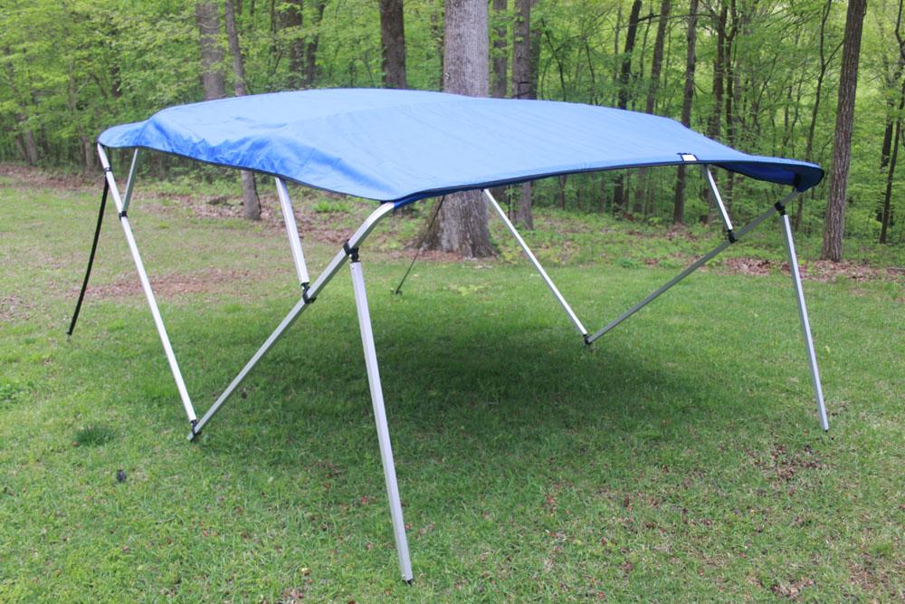NEW VORTEX SQUARE TUBE FRAME 4 BOW PONTOON/DECK BOAT BIMINI TOP 8' BLUE