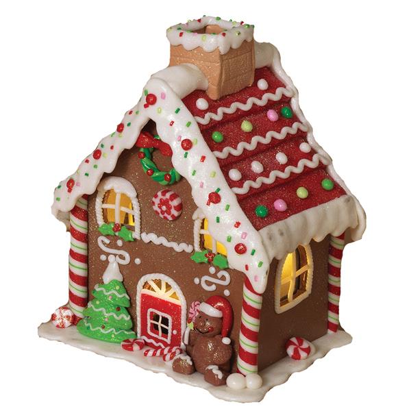 NEW 8" Clay Dough Gingerbread House Battery Operated Lighted Decoration