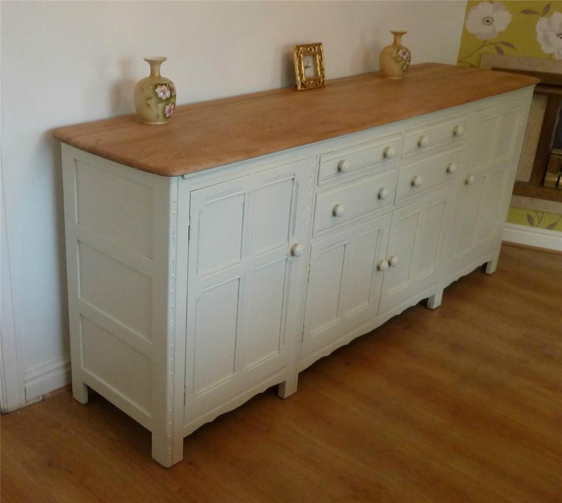shabby chic Large Elm Ercol Sideboard / Dresser Base 7FT