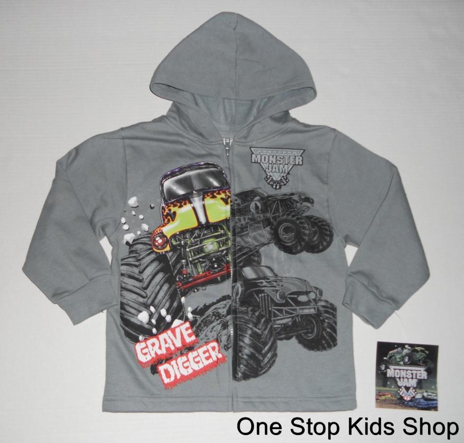GRAVE DIGGER Boys 4 5 6 7 Sweatshirt HOODIE Shirt Jacket Top MONSTER