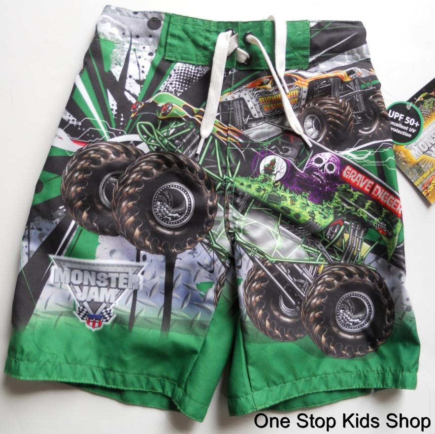 MONSTER JAM Boys 4 5 6 7 8 10 12 Shorts SWIM TRUNKS Bathing Suit GRVE