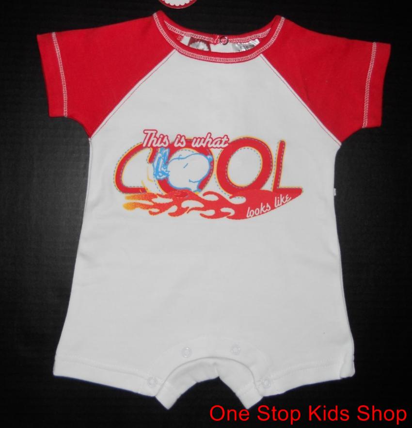 SNOOPY-Baby-Boys-3-6-9-Months-ROMPER-Outfit-Set-Shirt-Shorts-Peanuts