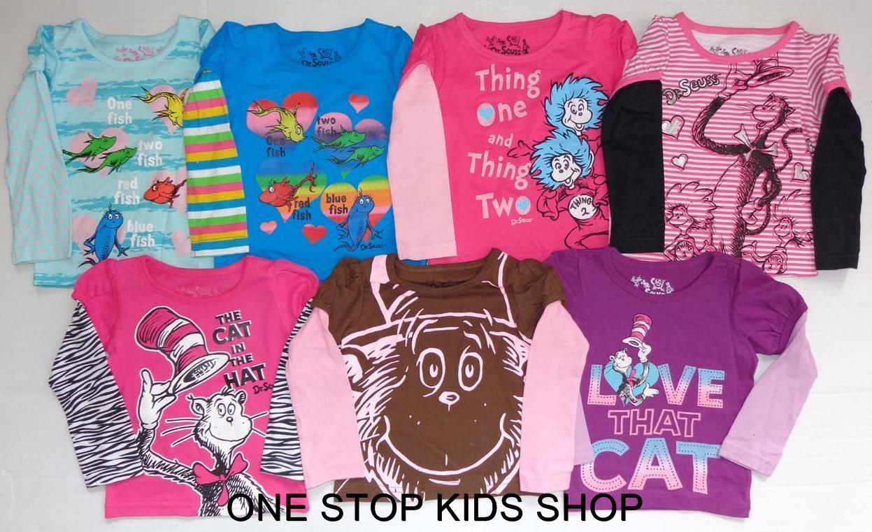 DR. SEUSS Toddler Girls 2T 3T 4T Long Sleeve Tee SHIRT Top CAT IN THE