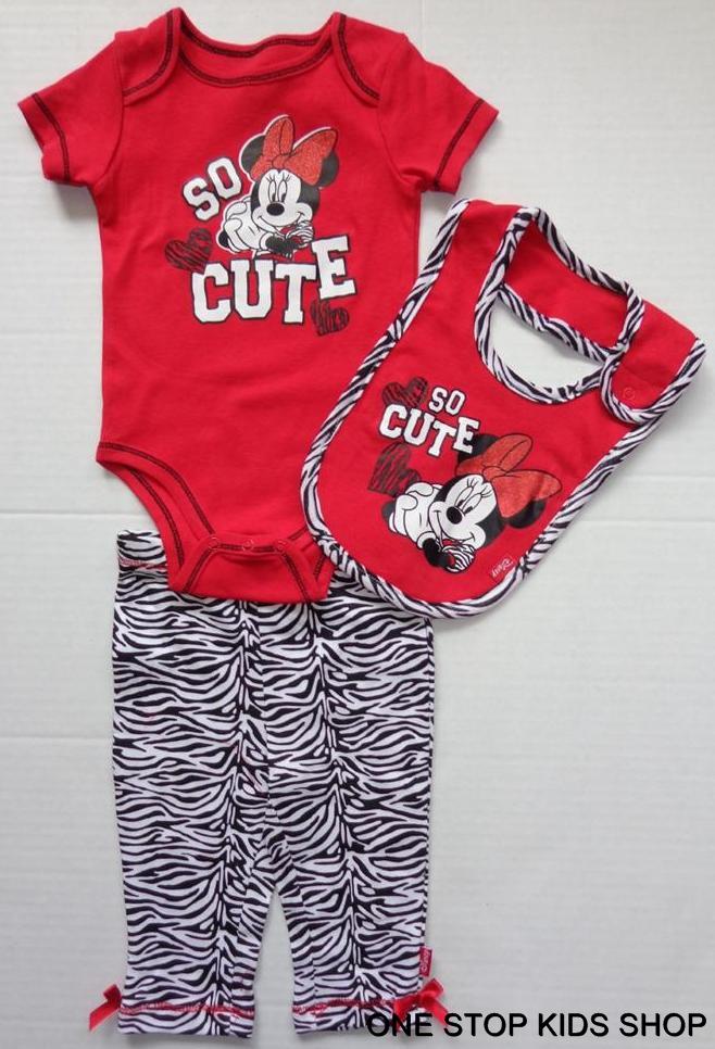 Minnie Mouse Baby Infant Girls 0 3 6 9 Months Outfit Set Shirt