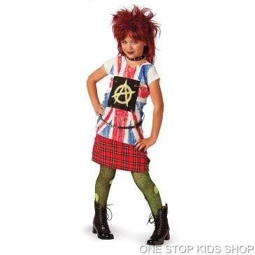 80S PUNK ROCKER Girls 10 12 14 16 Dress Up HALLOWEEN COSTUME Rockstar
