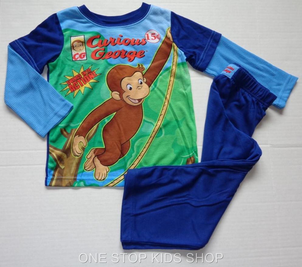 CURIOUS Boys 2T 3T 4T 4 5 6 7 Pjs Set PAJAMAS Shirt Pants Monkey