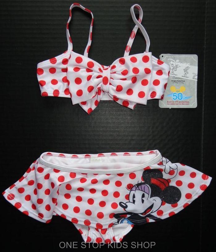 Minnie Mouse Girls 2t 3t 4t 4 5 6 7 8 Bikini Swimsuit Bathing Swim Suit