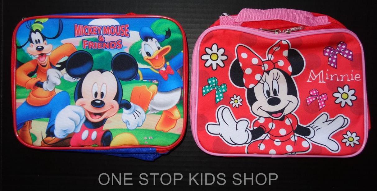 MINNIE or MICKEY MOUSE Insulated LUNCH BOX Tote Pouch Cooler Bag DISNEY