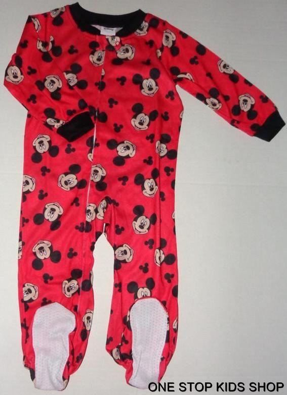 MICKEY or MINNIE MOUSE 24 Mo 2T 3T 4T 5T Footed Pajamas SLEEPER Pjs Disney