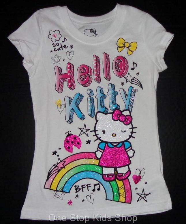 HELLO KITTY Girls 4 5 6 6X 7 8 10 12 14 16 Short Sleeve SHIRT Tee Top - Picture 1 of 1