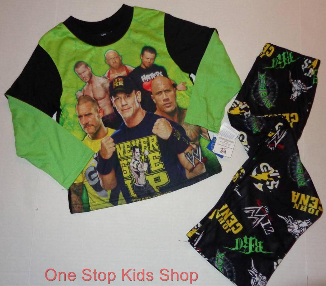 WWE Wrestling 6 7 8 10 12 14 16 Flannel Pjs Set PAJAMAS Shirt CENA