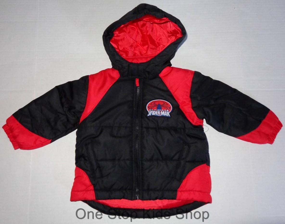 BATMAN or SPIDERMAN Boys 2T 3T 4T Hooded WINTER JACKET Coat Outerwear Super Hero