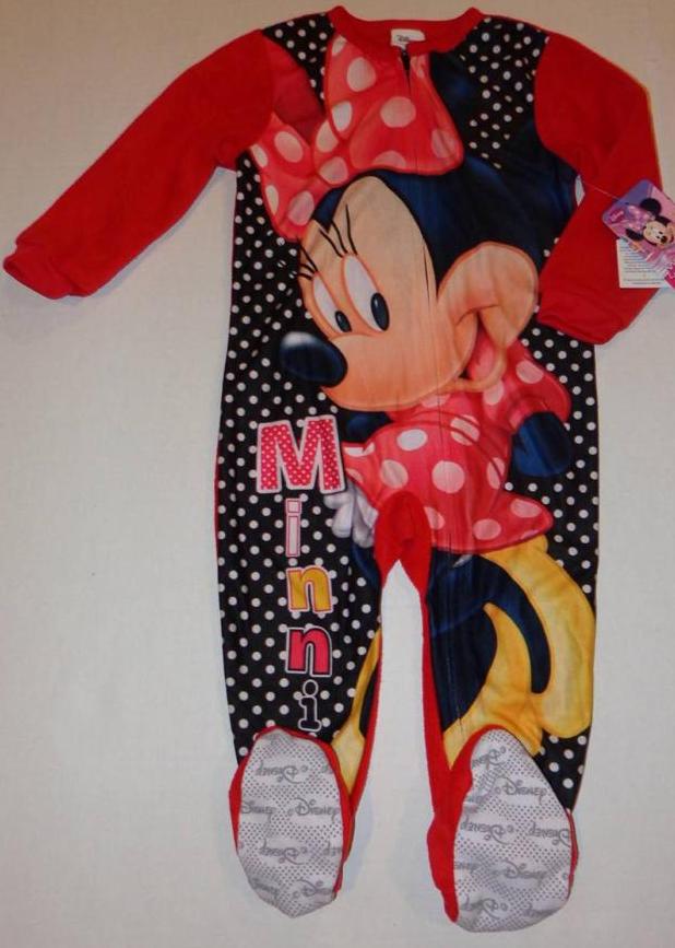 MINNIE or MICKEY MOUSE Toddler 2T 3T 4T 5T Footed Pajamas SLEEPER Pjs