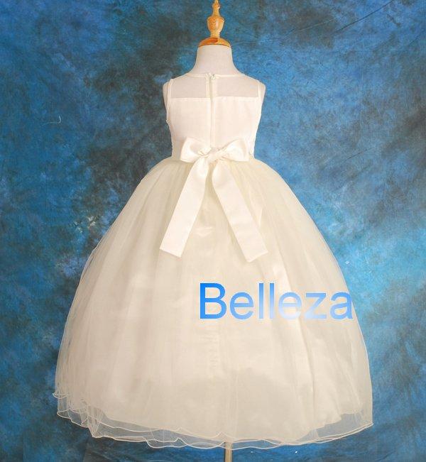Ivory Wedding Flower Girl Tulle Dress Gown Party Pageant Occasion Size