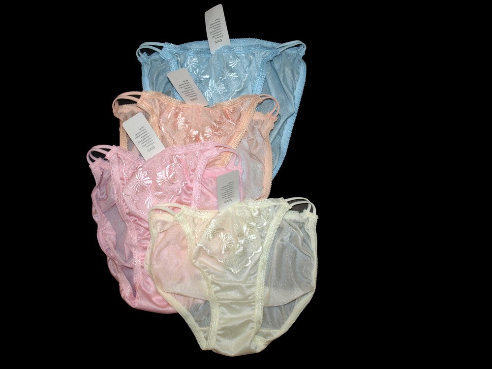 ST2)) 4 NEW NYLON STRING BIKINI PANTIES,VINTAGE,PANTY,HIP3034,4 COLOR