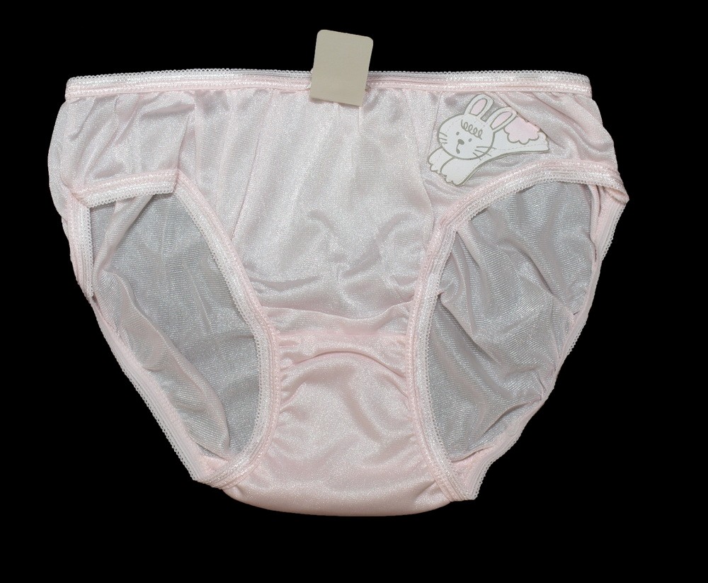 Pink Nylon Tricot Sissy Bikini Panties Running Rabbit Cartoon Panty Hip
