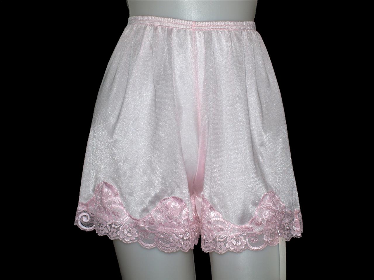 Vintage style Panties Knickers Pettipants Long 14" , Pink tricot nylon