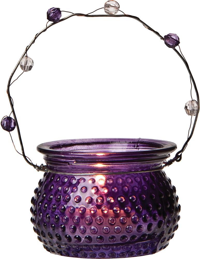 4 Vintage Hobnail Glass Tea Light Hanging Candle Holder Vase multi