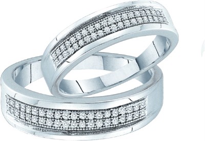 MENS + LADIES WHITE GOLD DIAMOND WEDDING RING DUO SET