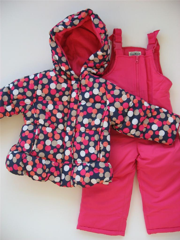 NWT Girls 2T 3T 4T OshKosh 2 Piece Snowsuit Ski Outfit Bibs New 90 EBay
